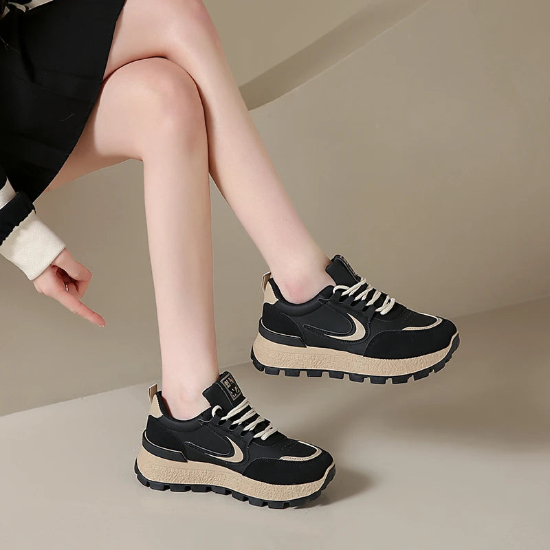 Fashionable and casual thick sole 2025 new hot selling versatile running shoes for women's fashion, increasing height