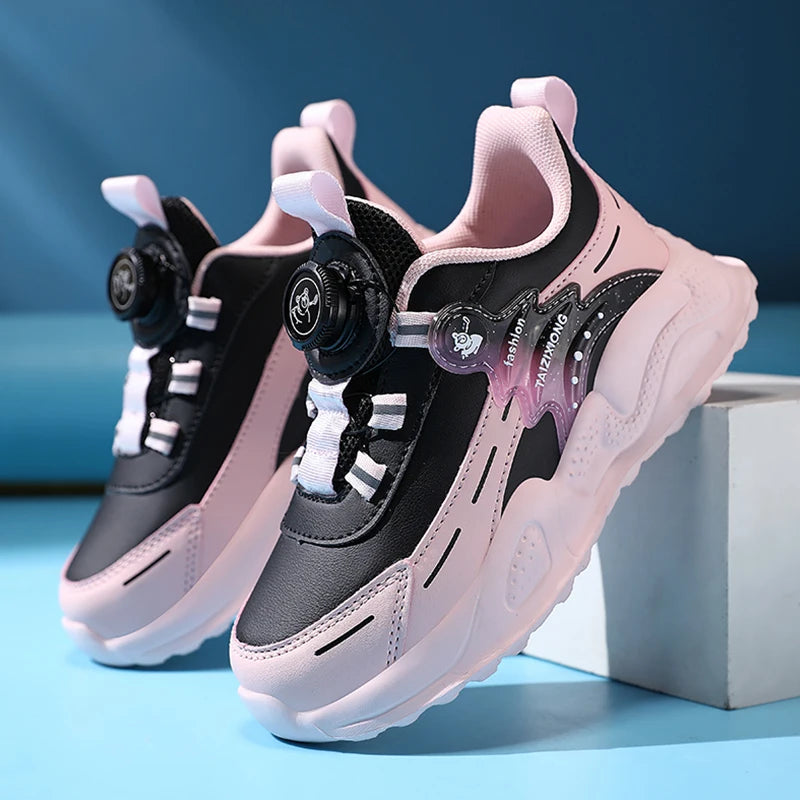 Autumn Winter Kids Anti-Skid Leather Sneakers for 5-16 Years Boys Girls Lightweight Casual Walking Tennis School Shoes