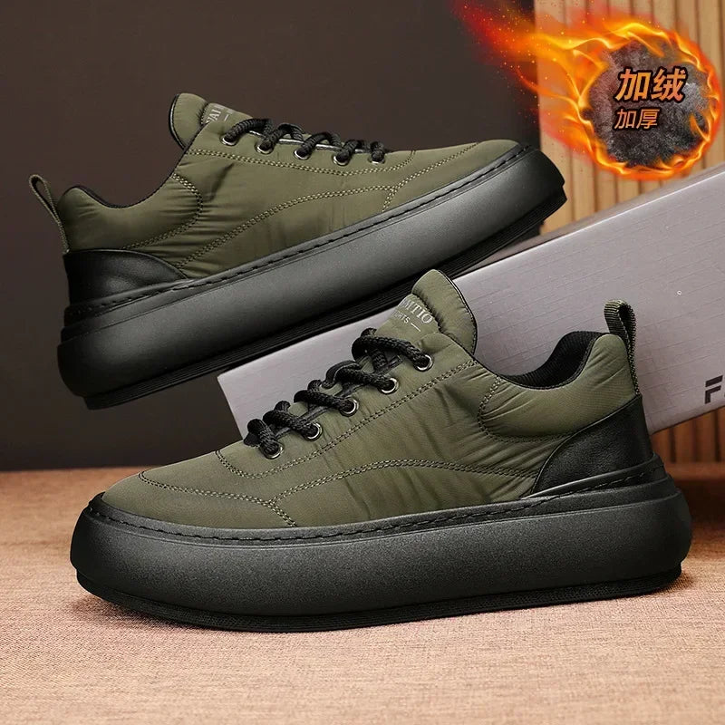 Men Fashion Waterproof Snow Cotton Shoes  Winter New Soft Sole Vulcanized Warm Shoes with Plush Man Shoes Zapatillas Hombre