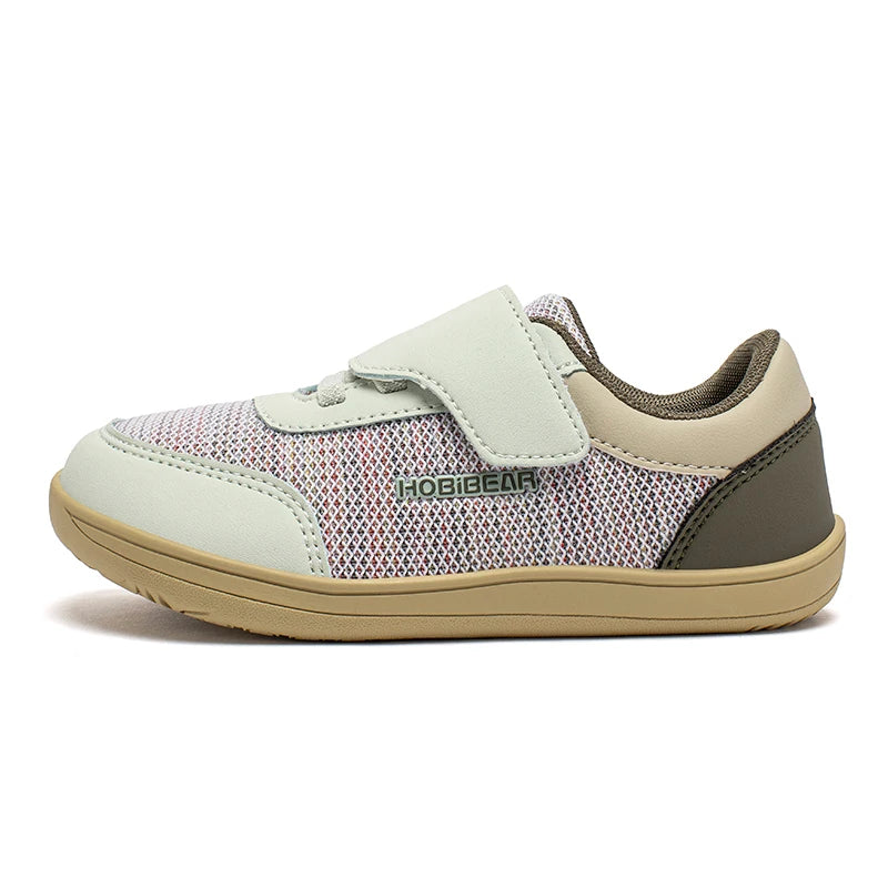 HOBIBEAR Wide Toe Barefoot Shoes Kids Minimalist Hook Loop Casual Sneakers Mesh Breathable Zero Drop Shoes