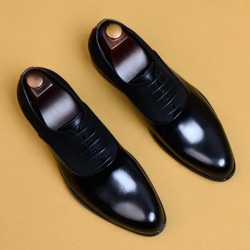 2024 New Italian Handmade Shoes British Style Formal Men's Oxford Shoe Genuine Leather Business Dress Shoes Retro Men's Shoes