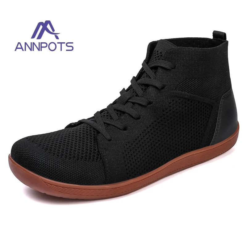 Unisex Fashion Wider Shoes Mens Minimalist Barefoot Shoes Male Breathable Mesh High Top Barefoot Shoes Outdoor Athletic Sneakers