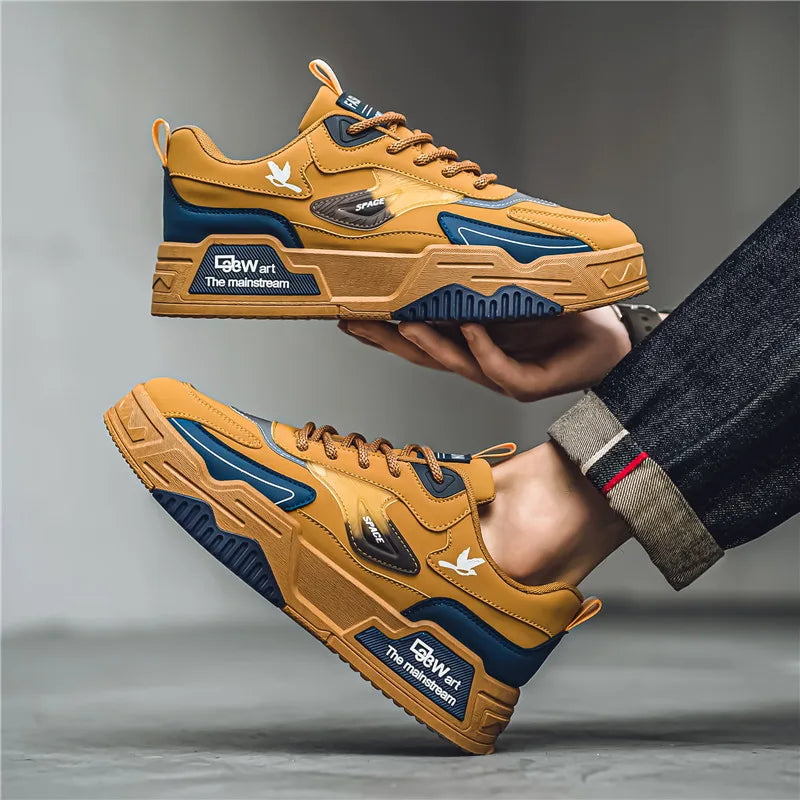 2024 Autumn New Casual Sports Shoes Men's Leather Low-Top Fashion Trend Easiest for Match Running Shoes Men's Skateboard Shoes Suitable for Outdoor Sports