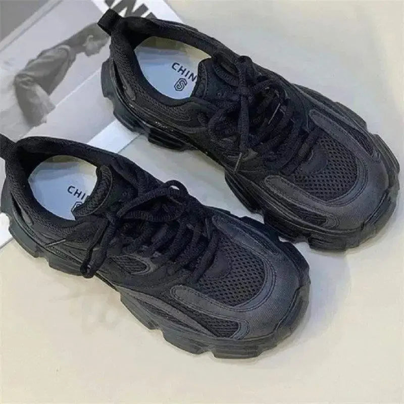 Women's Fleece Lined Dad Sneakers Thick Sole Casual Sports Shoes Autumn Winter New Style Versatile Monster Canvas Shoes