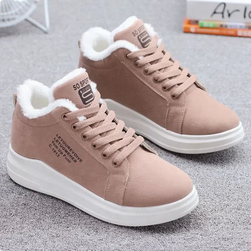 Winter Women's Boots Ankle Boots Warm PU Plush Winter Women's Shoes Sneakers Flat Women's Shoes Women's Short Snow Boots Shoes