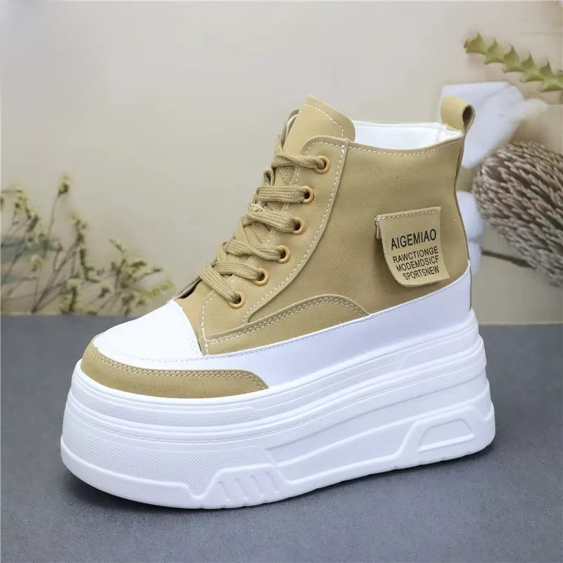 14cm Women Ankle Boots Platform Wedge Sneakers Boots Spring Autumn Summer Boots Shoes for Women Booties