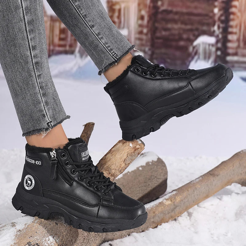 TUINANLE Women Shoes Winter Plush Keep Warm Platform Snow Shoes Female Non Slip Outdoor Waterproof Walking Sneakers Zapatillas