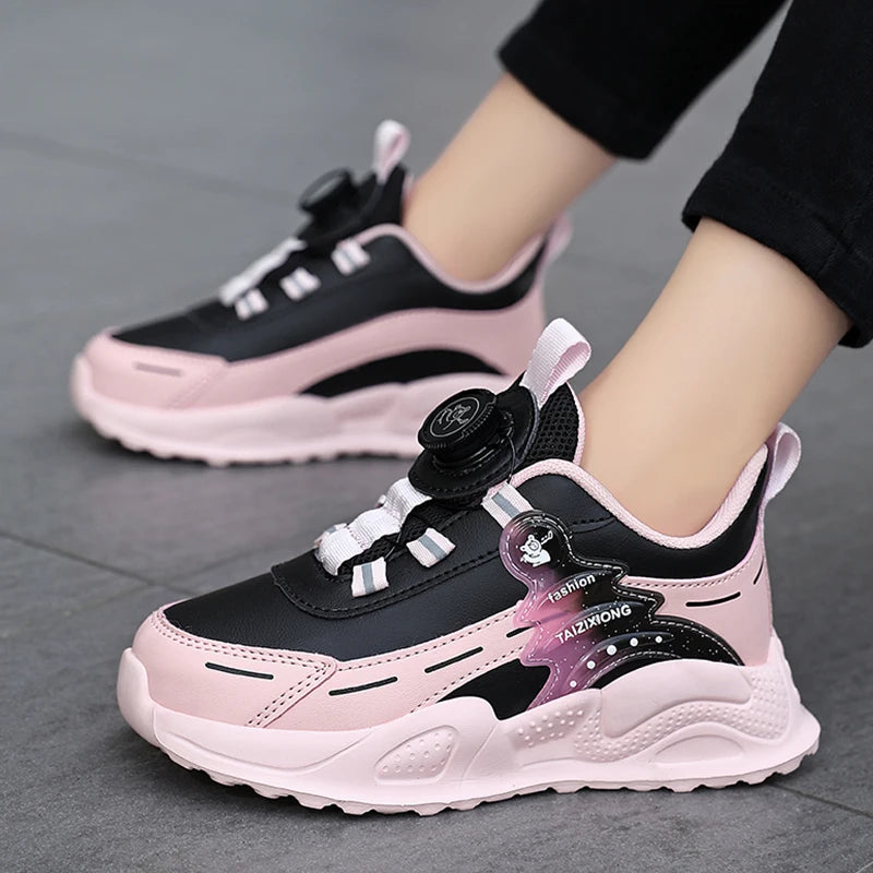 Autumn Winter Kids Anti-Skid Leather Sneakers for 5-16 Years Boys Girls Lightweight Casual Walking Tennis School Shoes