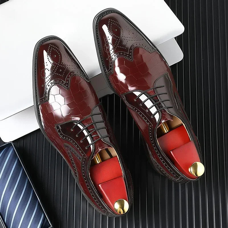 Fashion Men Oxfords Shoes High Quality Pointed Wedding Shoes for Men Luxury Brogue Dress Shoes Office Gentleman Man Flats 38-48