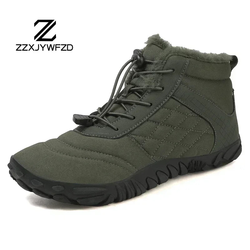 2024 New Winter Boots for Men Snow BareFoot Women Outdoor Non-slip Warm Fur Casual Sneakers Plus Size Ankle Boots Hiking Shoes