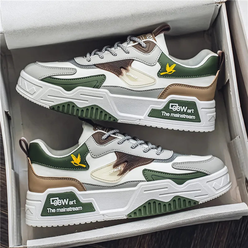 2024 Autumn New Casual Sports Shoes Men's Leather Low-Top Fashion Trend Easiest for Match Running Shoes Men's Skateboard Shoes Suitable for Outdoor Sports