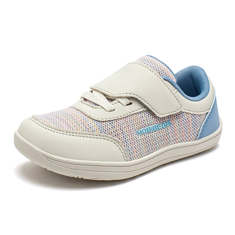 HOBIBEAR Wide Toe Barefoot Shoes Kids Minimalist Hook Loop Casual Sneakers Mesh Breathable Zero Drop Shoes