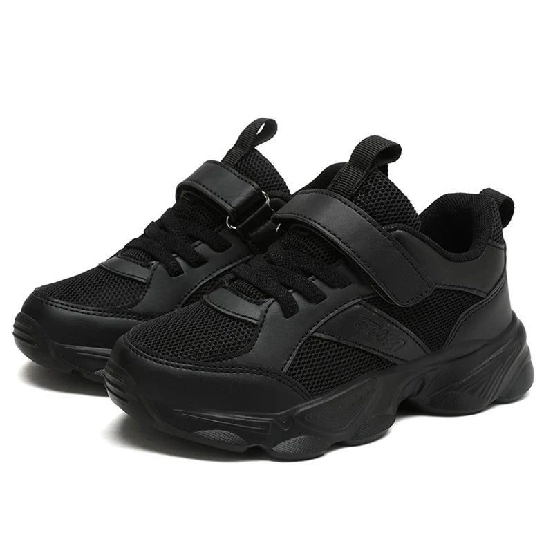 Children's Fashion Sports Shoes Breathable Student Black School Walking Shoes Anti-skid Boys& Girls Casual Running Sneaker