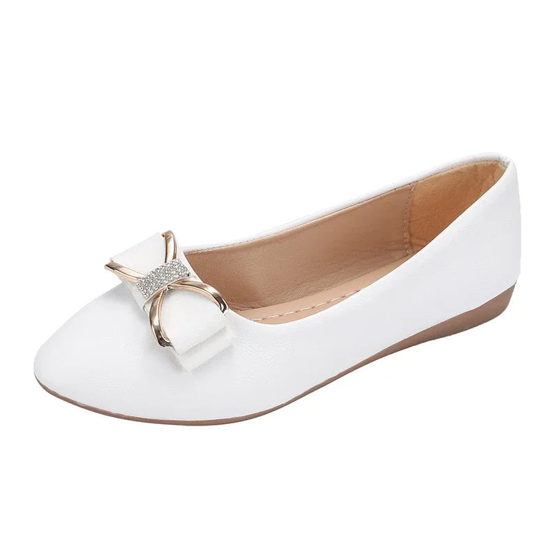 2024 Autumn New Versatile Round Toe Shallow Mouth Shoes Small Fragrant Bow Knot Flat Heel Single Shoes for Women