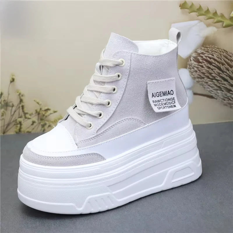 14cm Women Ankle Boots Platform Wedge Sneakers Boots Spring Autumn Summer Boots Shoes for Women Booties