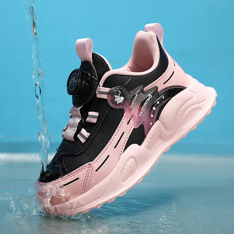 Autumn Winter Kids Anti-Skid Leather Sneakers for 5-16 Years Boys Girls Lightweight Casual Walking Tennis School Shoes