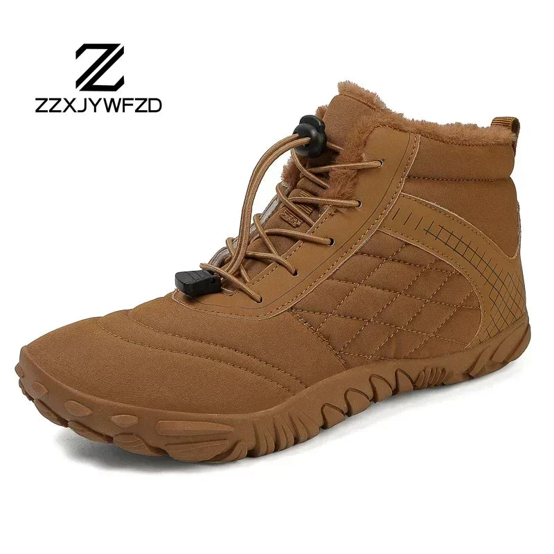 2024 New Winter Boots for Men Snow BareFoot Women Outdoor Non-slip Warm Fur Casual Sneakers Plus Size Ankle Boots Hiking Shoes