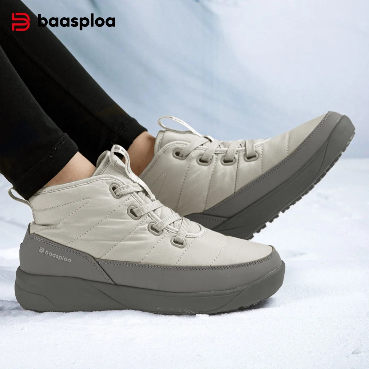 Baasploa Women Cottton Boots New Soft Warm Plush Female Winter Casual Shoes Comfort Non-Slip Resistant Ourdoor Walking Sneakers