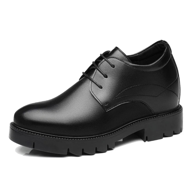 10cm height increasing cowhide men's shoes, fashionable, casual, business office thick soled men's formal shoes