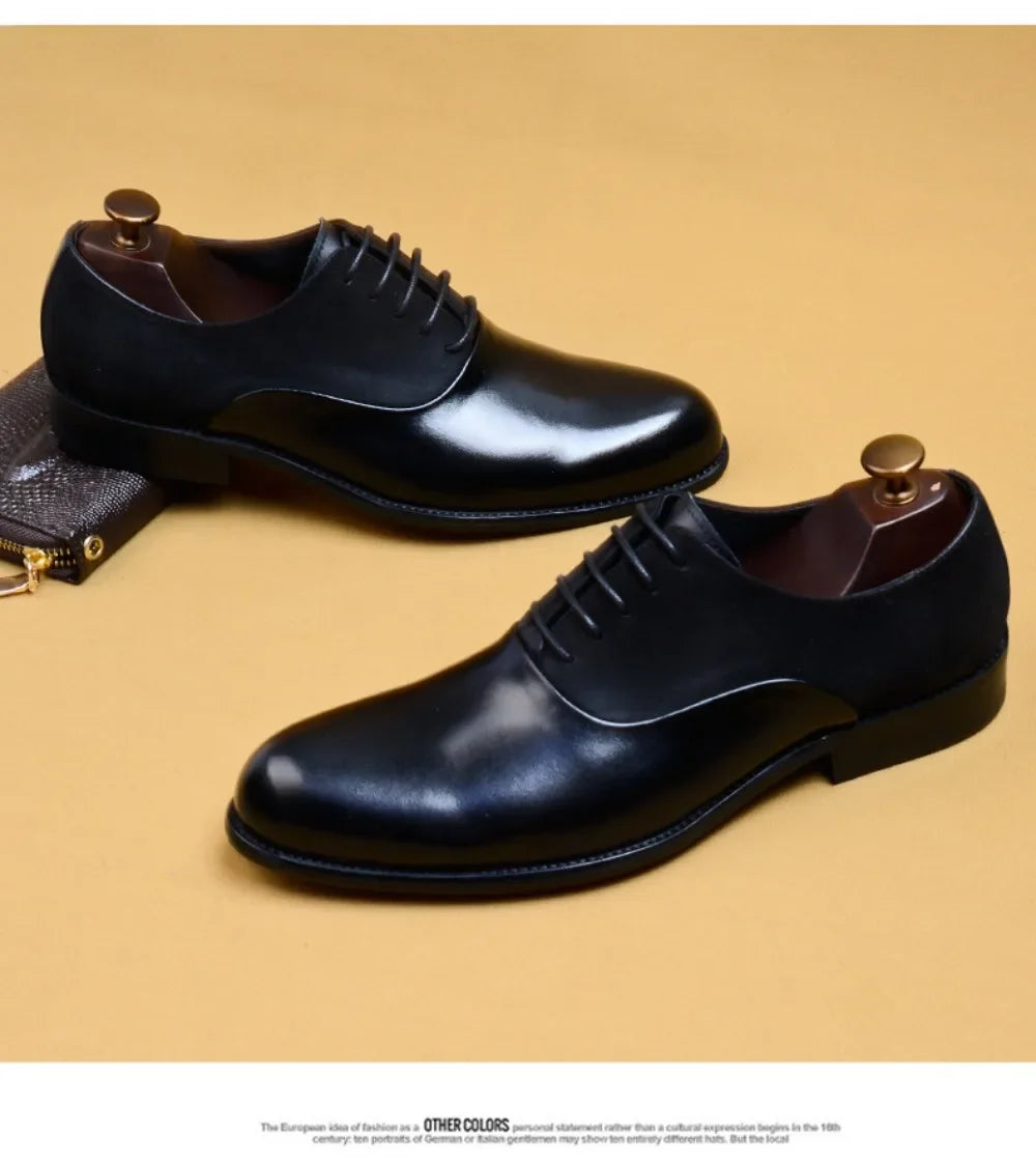 2024 New Italian Handmade Shoes British Style Formal Men's Oxford Shoe Genuine Leather Business Dress Shoes Retro Men's Shoes